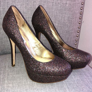 Steve Madden Rainbow Glitter Platform Pumps